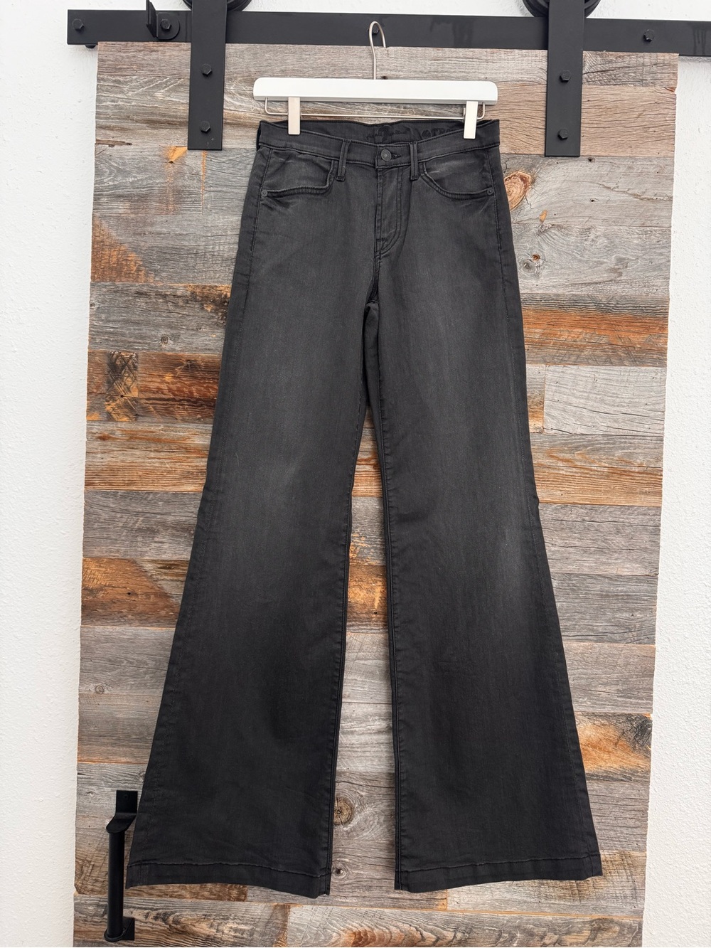 7 For All Mankind The Trouser Jeans Wide-Leg Washed Black Gray Wash